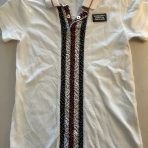 Burberry White and Black Button Down Shirt with Classic Collar